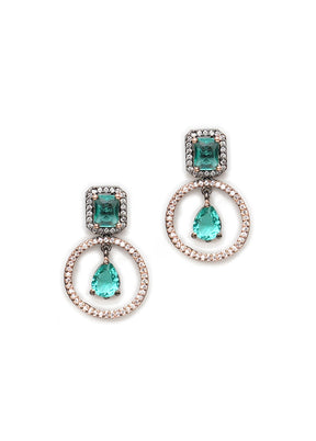 Multicolor Brass Rhodium Plated Earrings