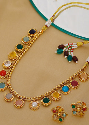 Multicolor Brass Gold Jewellery Set