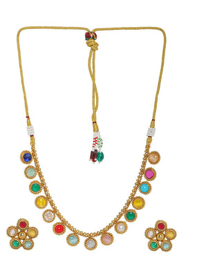 Multicolor Brass Gold Jewellery Set