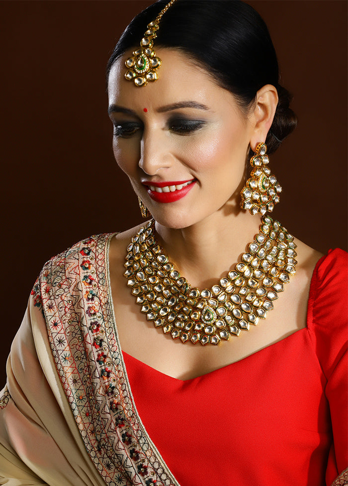 Golden Stone Work Alloy Jewellery Set - Indian Silk House Agencies