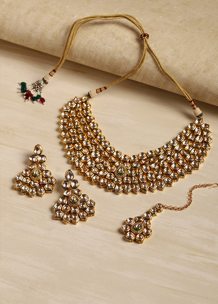 Golden Stone Work Alloy Jewellery Set - Indian Silk House Agencies