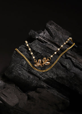 Golden Stone Work Alloy Necklace - Indian Silk House Agencies