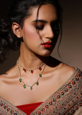 Golden Stone Work Alloy Necklace - Indian Silk House Agencies