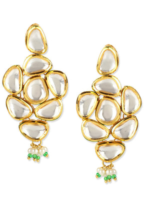 Golden Stone Work Alloy Earrings - Indian Silk House Agencies