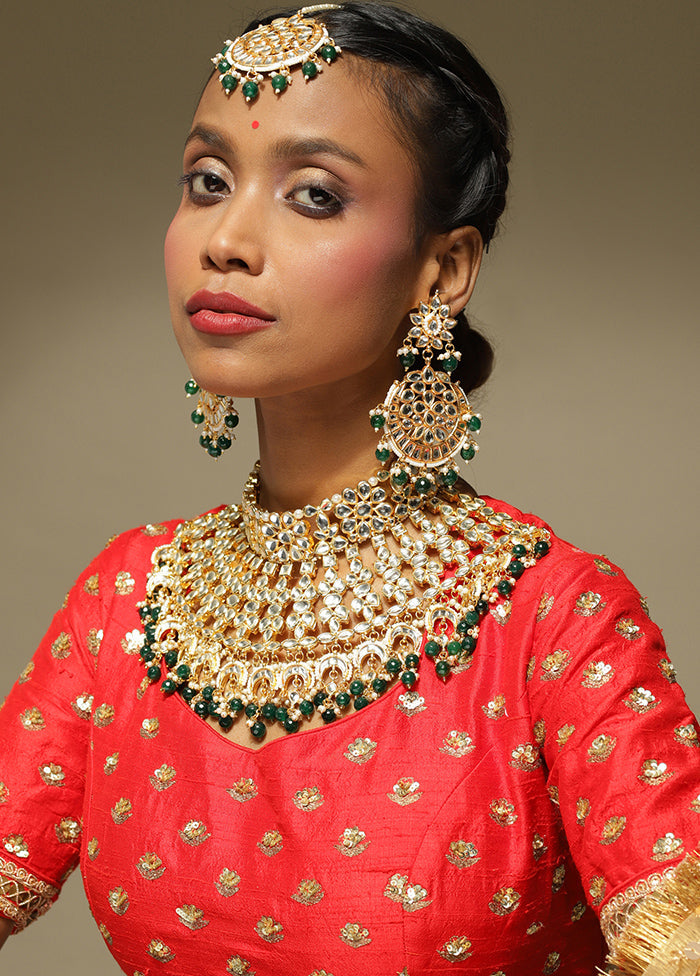 Kundan Choker Necklace With Earrings - Indian Silk House Agencies