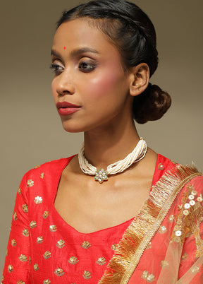 White Kundan Choker Necklace - Indian Silk House Agencies