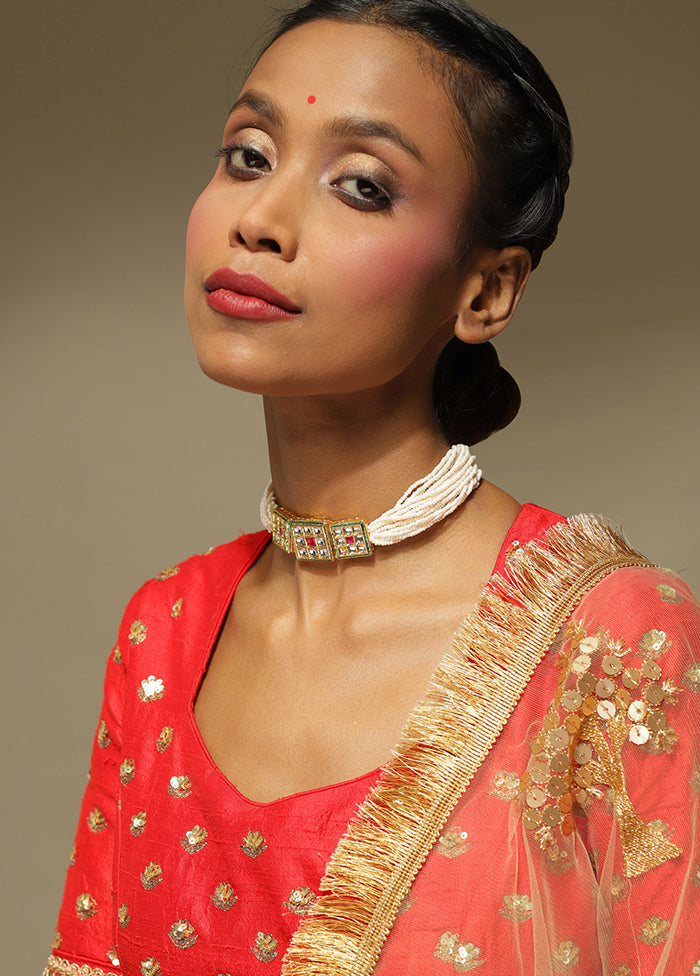 White Kundan Choker Necklace - Indian Silk House Agencies