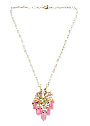 Pink Kundan Necklace - Indian Silk House Agencies