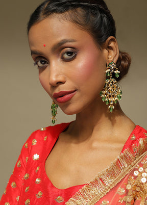 Kundan Earring With Dangling Beads - Indian Silk House Agencies