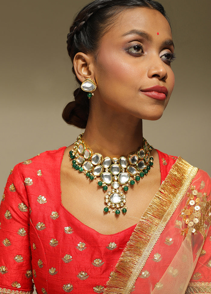 Kundan Choker Necklace With Earrings - Indian Silk House Agencies