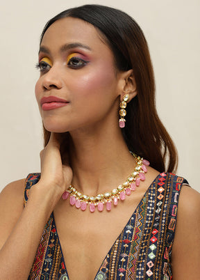 Kundan Choker Necklace With Earrings - Indian Silk House Agencies