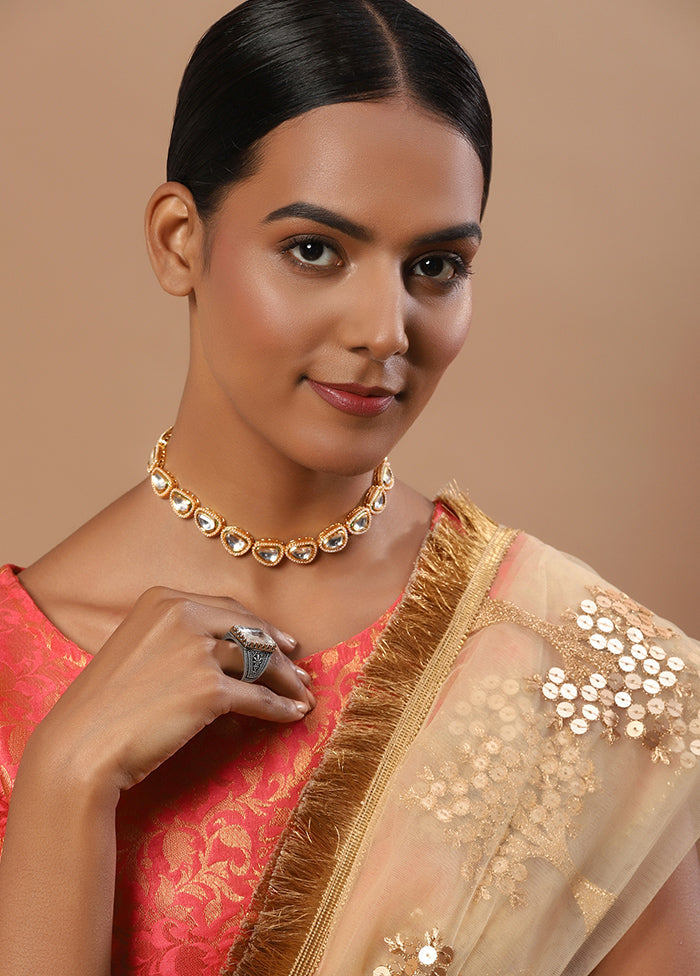 White Kundan Statement Necklace - Indian Silk House Agencies