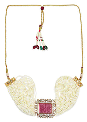 White Kundan Statement Necklace - Indian Silk House Agencies