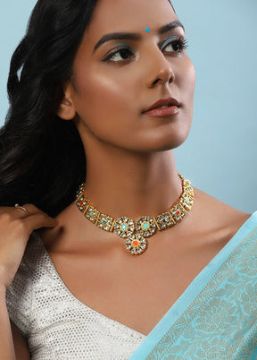 Gold Kundan Statement Necklace - Indian Silk House Agencies