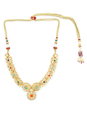 Gold Kundan Statement Necklace - Indian Silk House Agencies