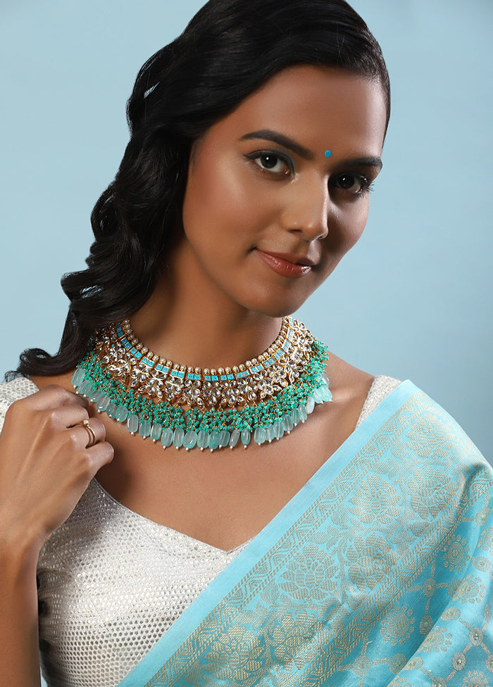 Blue Kundan Statement Necklace - Indian Silk House Agencies