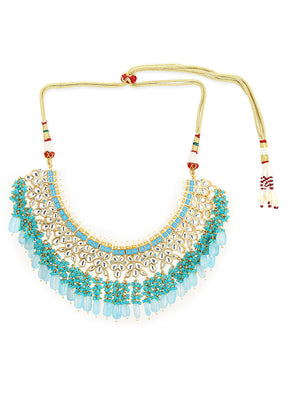 Blue Kundan Statement Necklace - Indian Silk House Agencies