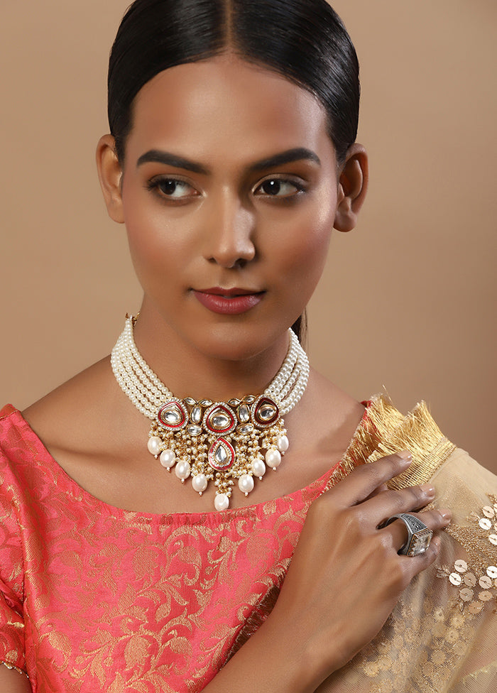 White Kundan Statement Necklace - Indian Silk House Agencies