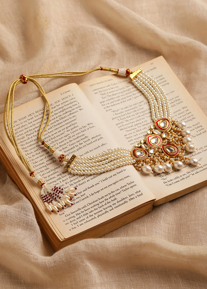 White Kundan Statement Necklace - Indian Silk House Agencies