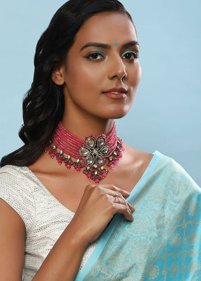 Pink Kundan Statement Necklace - Indian Silk House Agencies