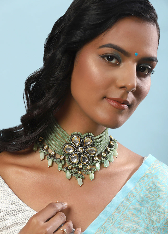 Green Kundan Statement Necklace - Indian Silk House Agencies