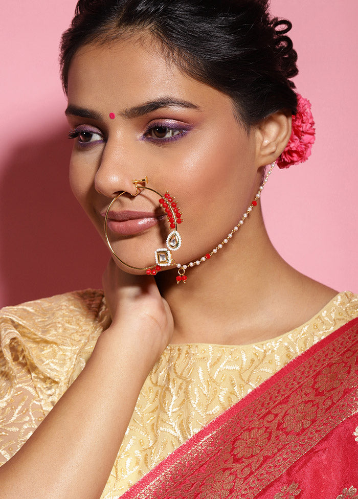 Golden Stone Work Alloy Nose Ring - Indian Silk House Agencies