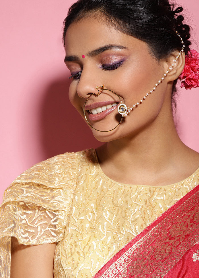 Golden Stone Work Alloy Nose Ring - Indian Silk House Agencies