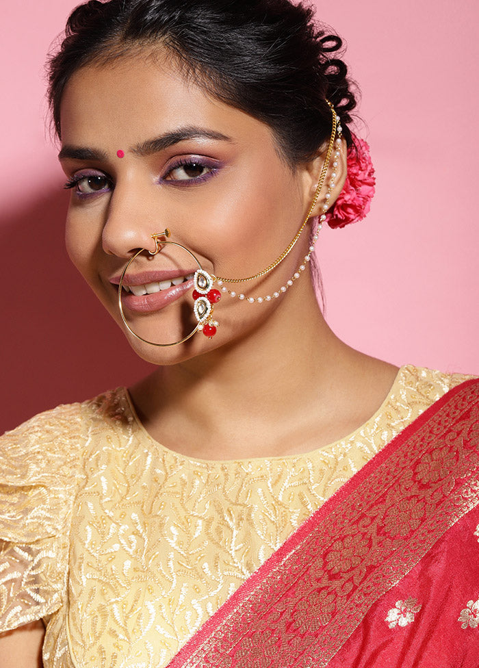 Golden Stone Work Alloy Nose Ring - Indian Silk House Agencies