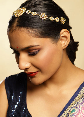 Golden Stone Work Alloy Hair Band - Indian Silk House Agencies