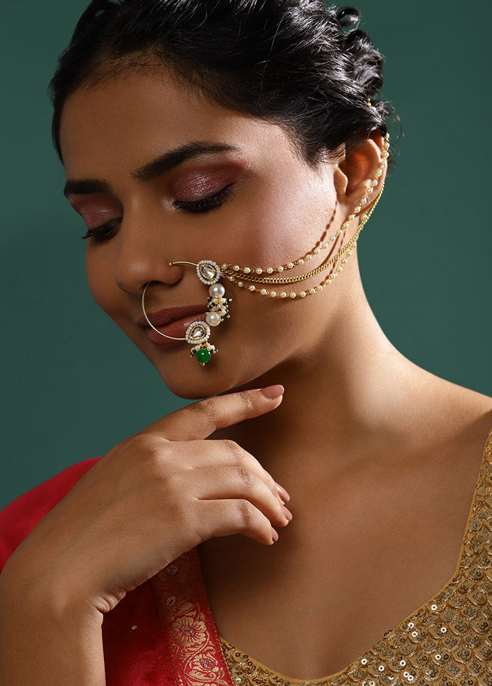 Golden Stone Work Alloy Nose Ring - Indian Silk House Agencies