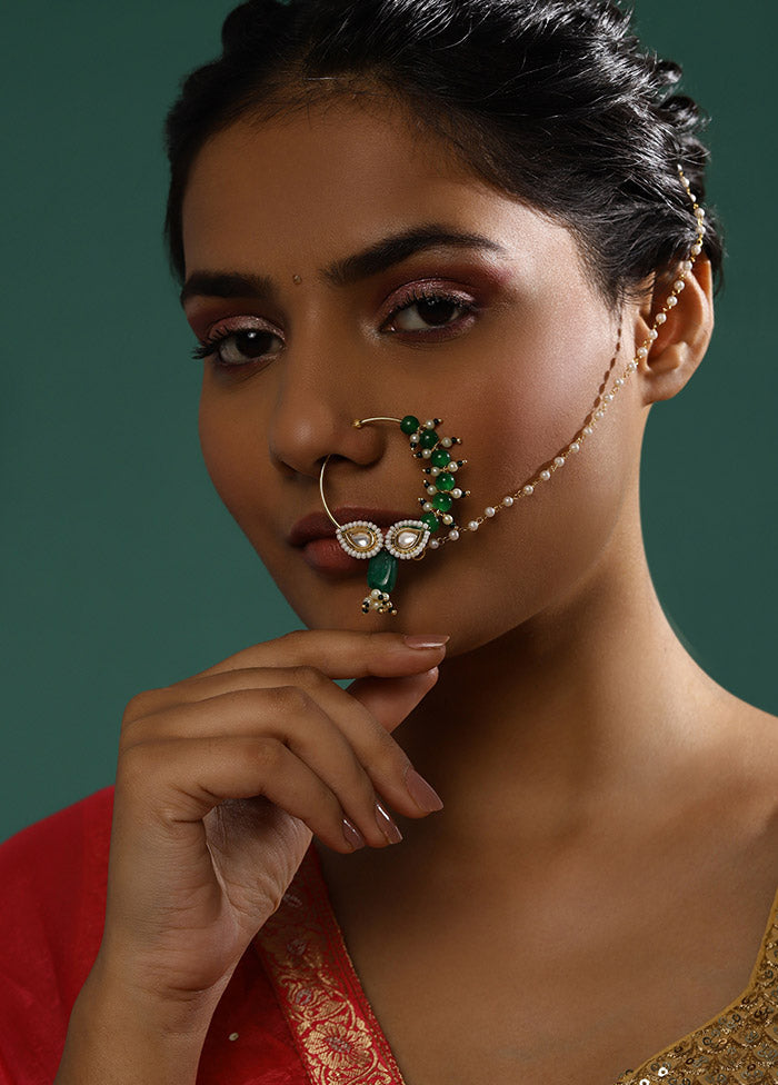 Golden Stone Work Alloy Nose Ring - Indian Silk House Agencies