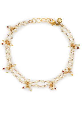 2 Pc Golden Stone Work Alloy Anklet - Indian Silk House Agencies