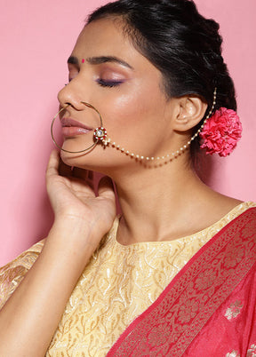 Golden Stone Work Alloy Nose Ring - Indian Silk House Agencies