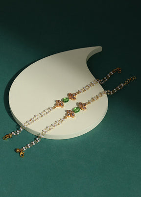 2 Pc Golden Stone Work Alloy Anklet - Indian Silk House Agencies