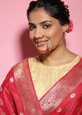 Golden Stone Work Alloy Nose Ring - Indian Silk House Agencies