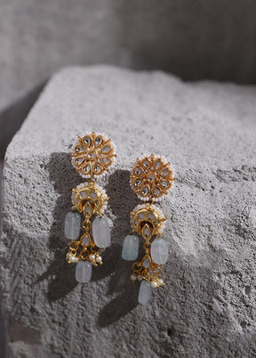 Golden Kundan Work Alloy Earrings - Indian Silk House Agencies