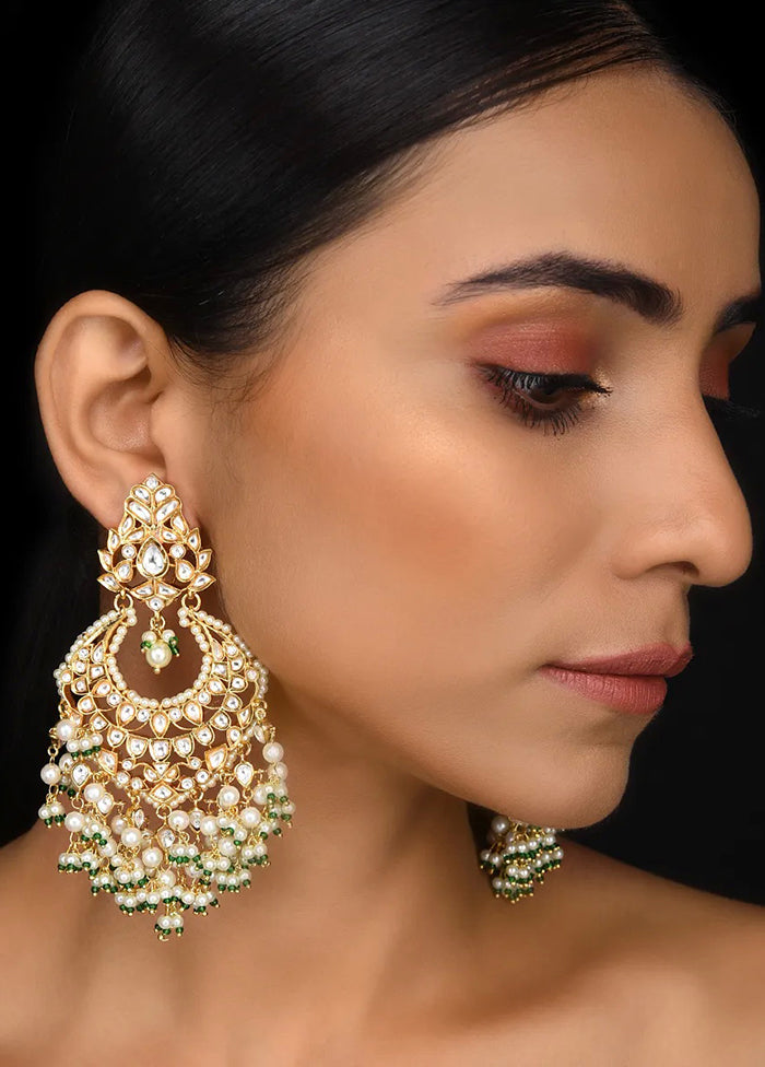 Gold Tone Kundan Earrings With Pearls - Indian Silk House Agencies