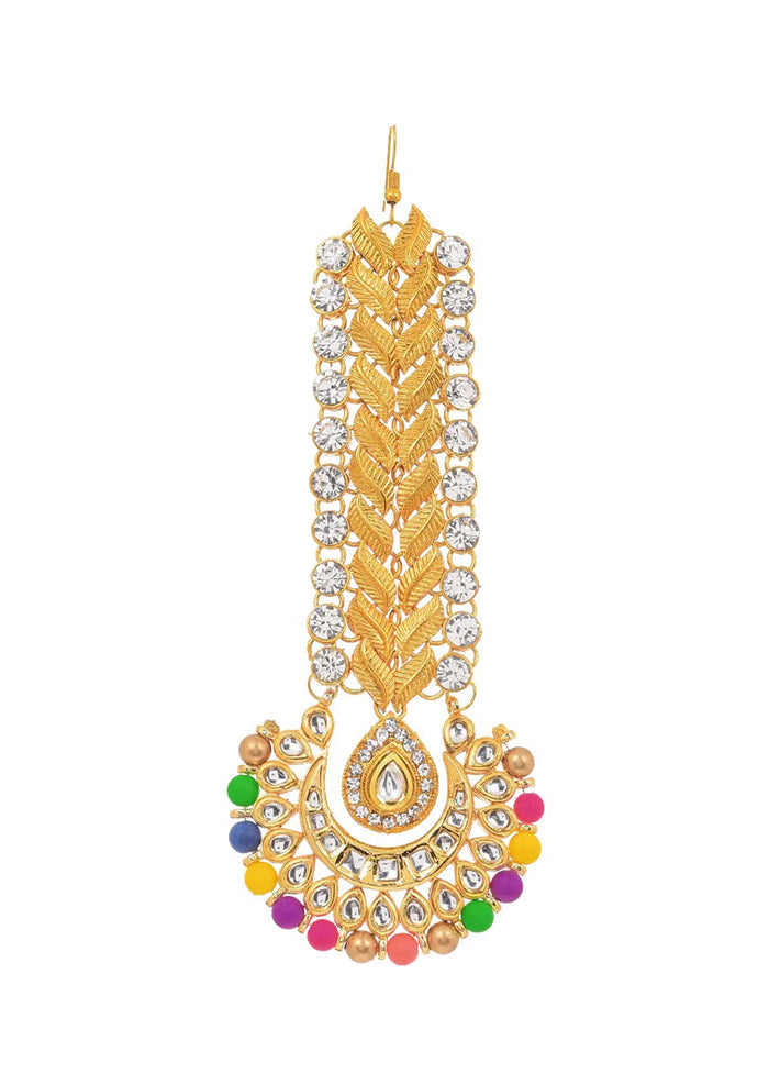 Multicolored Kundan Handcrafted Mangtika - Indian Silk House Agencies