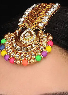 Multicolored Kundan Handcrafted Mangtika - Indian Silk House Agencies