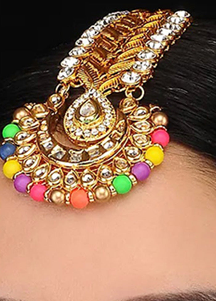 Multicolored Kundan Handcrafted Mangtika - Indian Silk House Agencies