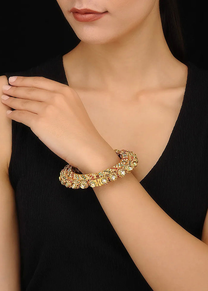 Multicolored Gold Tone Kundan Bangle - Indian Silk House Agencies