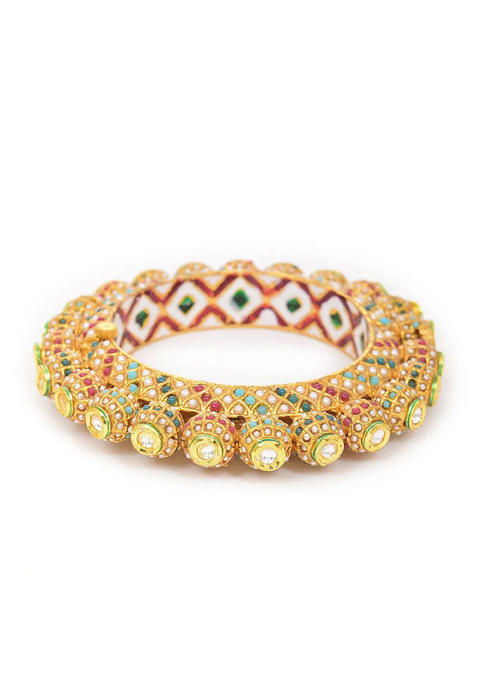 Multicolored Gold Tone Kundan Bangle - Indian Silk House Agencies