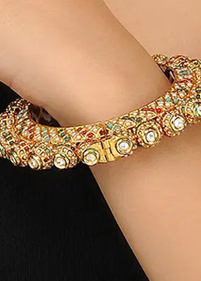 Multicolored Gold Tone Kundan Bangle - Indian Silk House Agencies