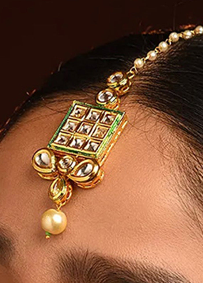 Green Gold Tone Kundan Mangtika - Indian Silk House Agencies