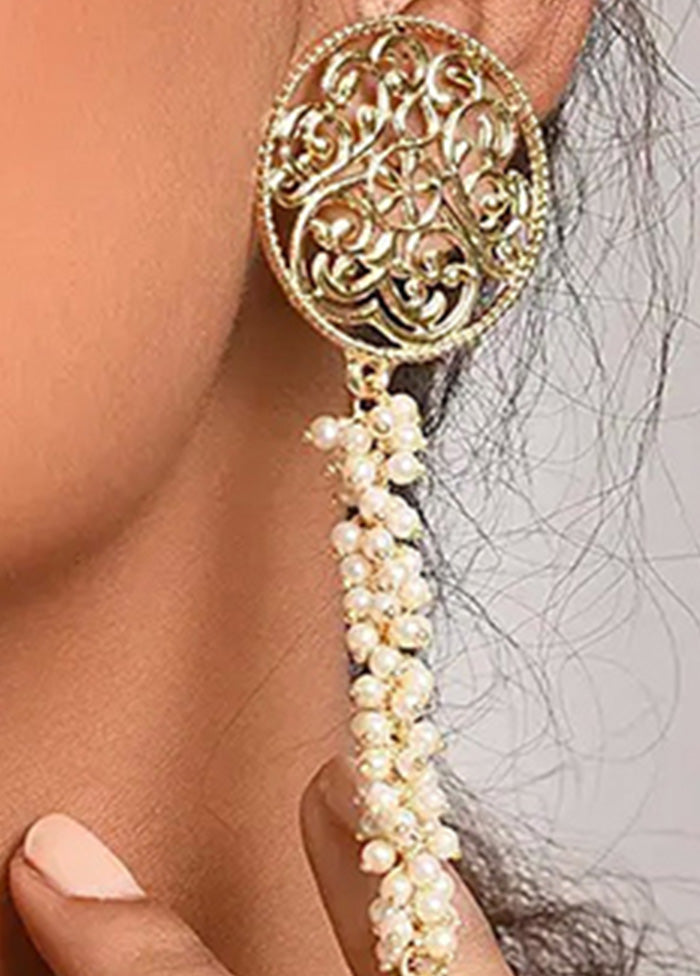 Gold Tone Handcrafted Earrings With Pearls - Indian Silk House Agencies