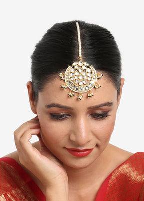 Gold Plated Kundan Mangtika Head Jewellery - Indian Silk House Agencies