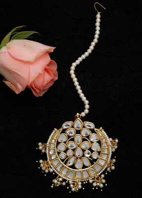 Gold Plated Kundan Mangtika Head Jewellery - Indian Silk House Agencies