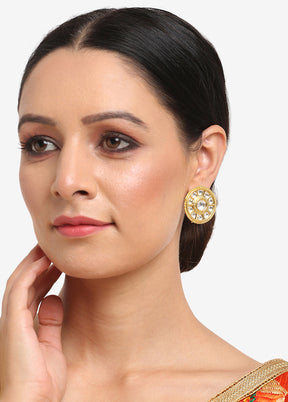 Gold Plated Kundan Stud Earrings - Indian Silk House Agencies