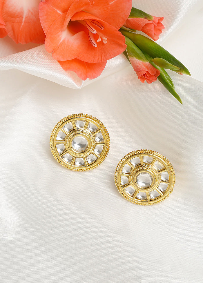 Gold Plated Kundan Stud Earrings - Indian Silk House Agencies