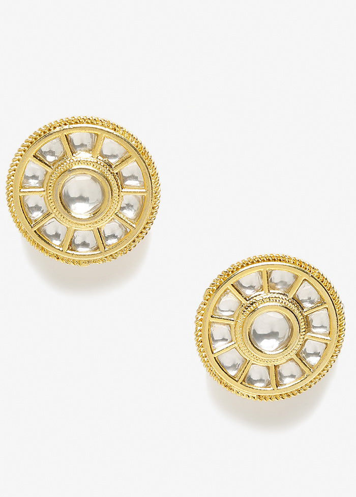 Gold Plated Kundan Stud Earrings - Indian Silk House Agencies